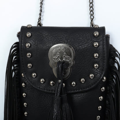 Fringe Skull Tassel Mini Crossbody Bag