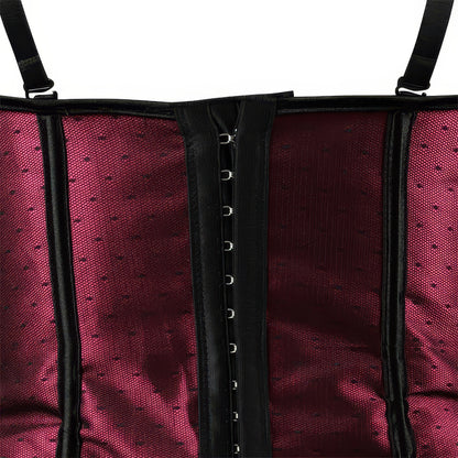 Burgundy Satin Lace-Up Corset Top