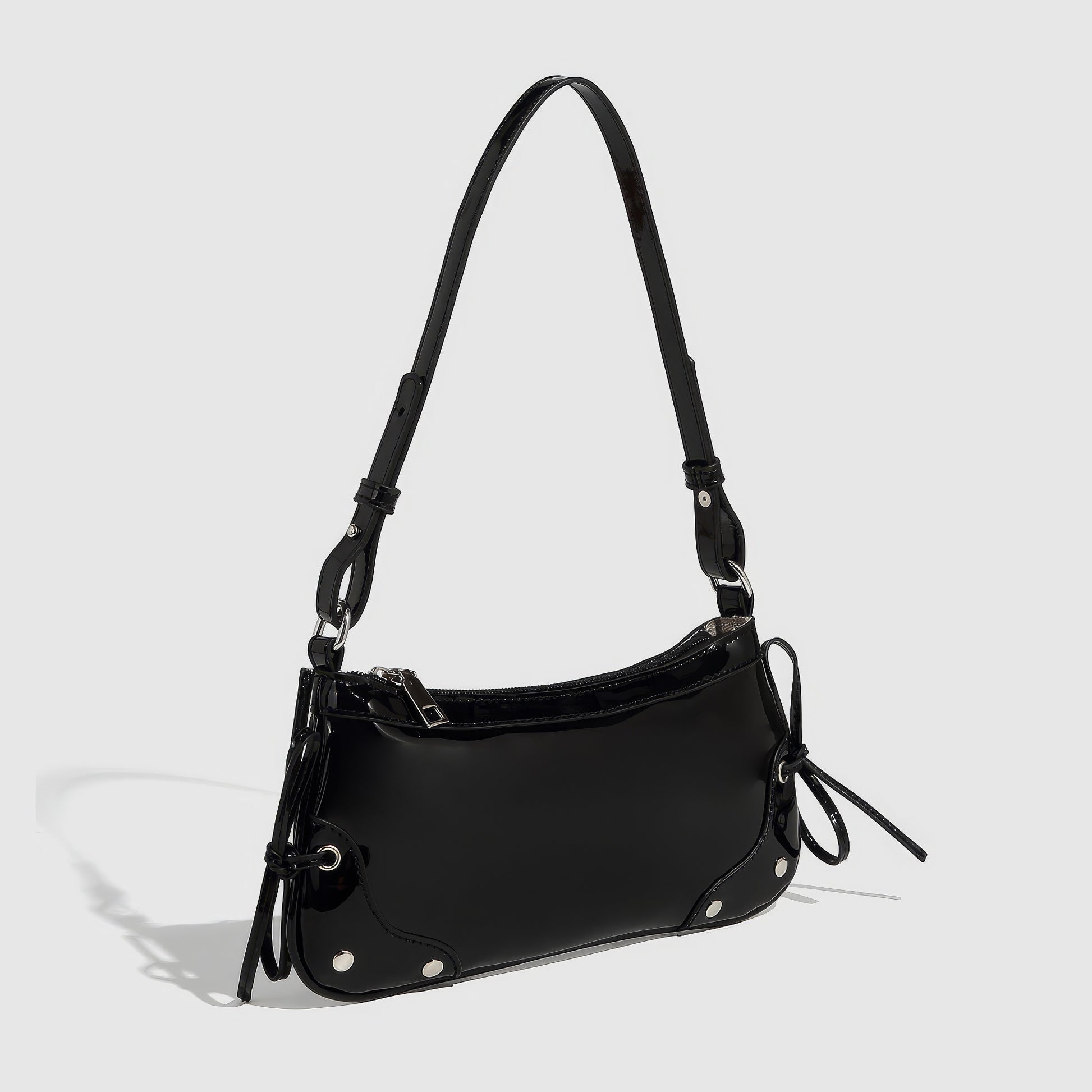 Lace Tie Patent Mini Shoulder Bag