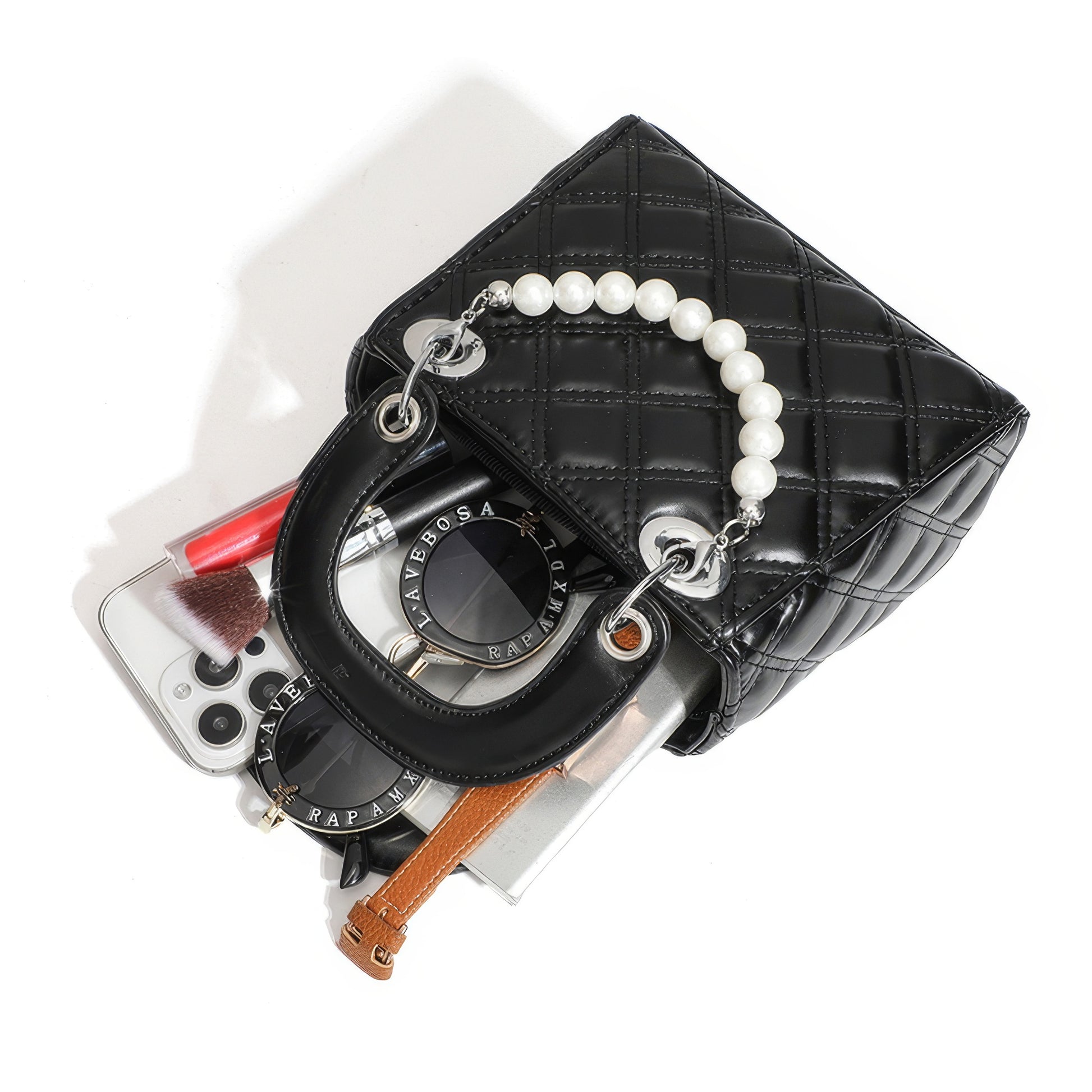 Mini Quilted Pearl Charm Box Bag