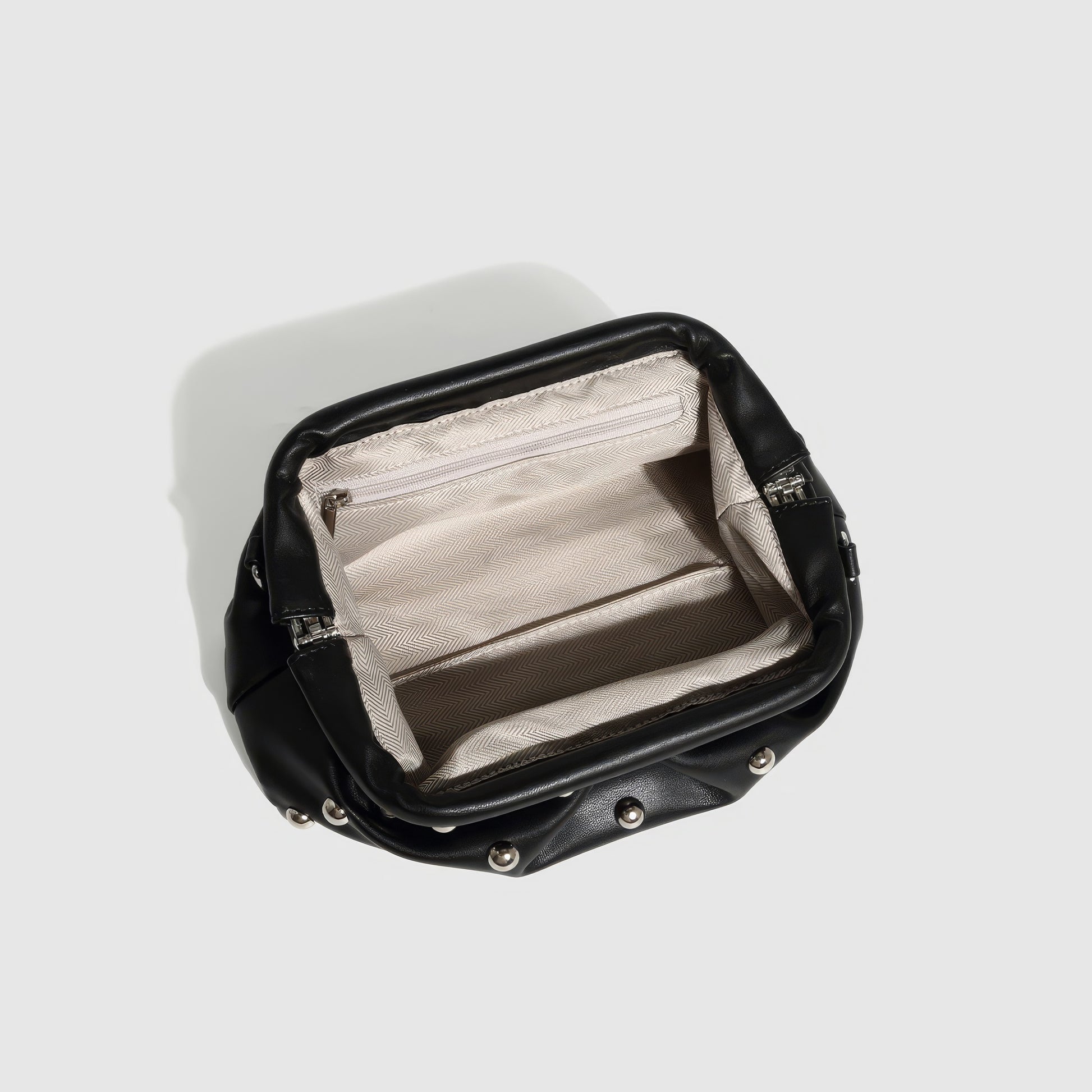 Ruched Dome Stud Chain Clutch