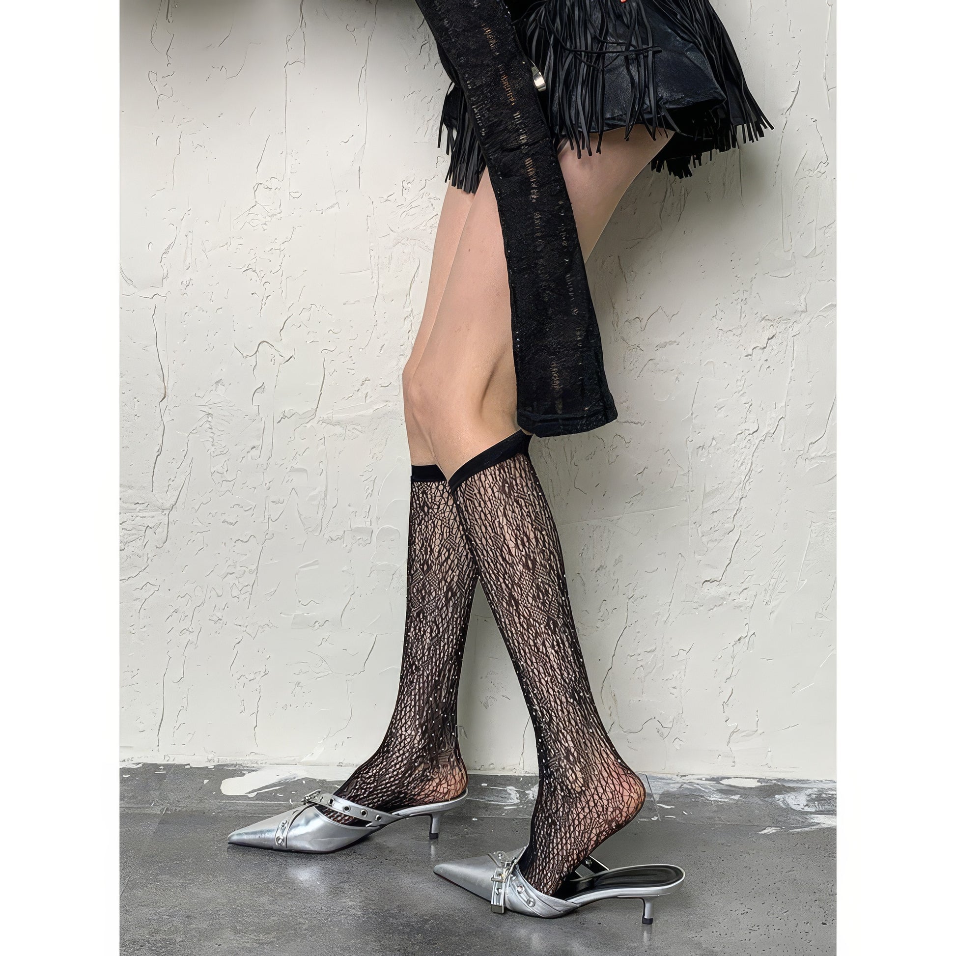 Glitter Mesh See-Through Socks