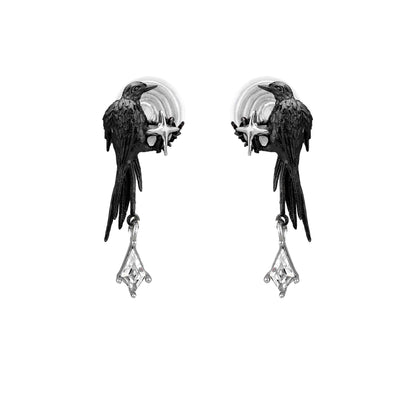 Black Bird Crystal Drop Earrings