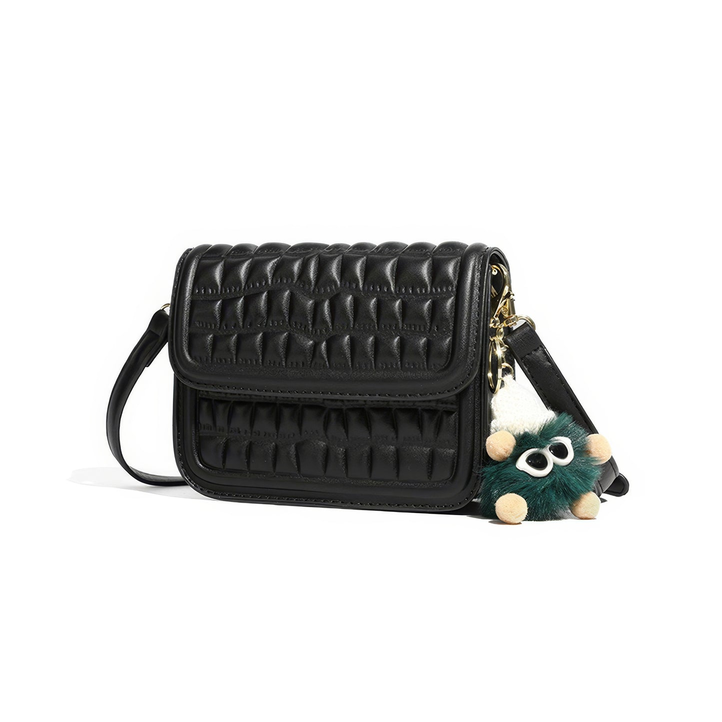 Quilted Box Flap Crossbody Bag with Charm