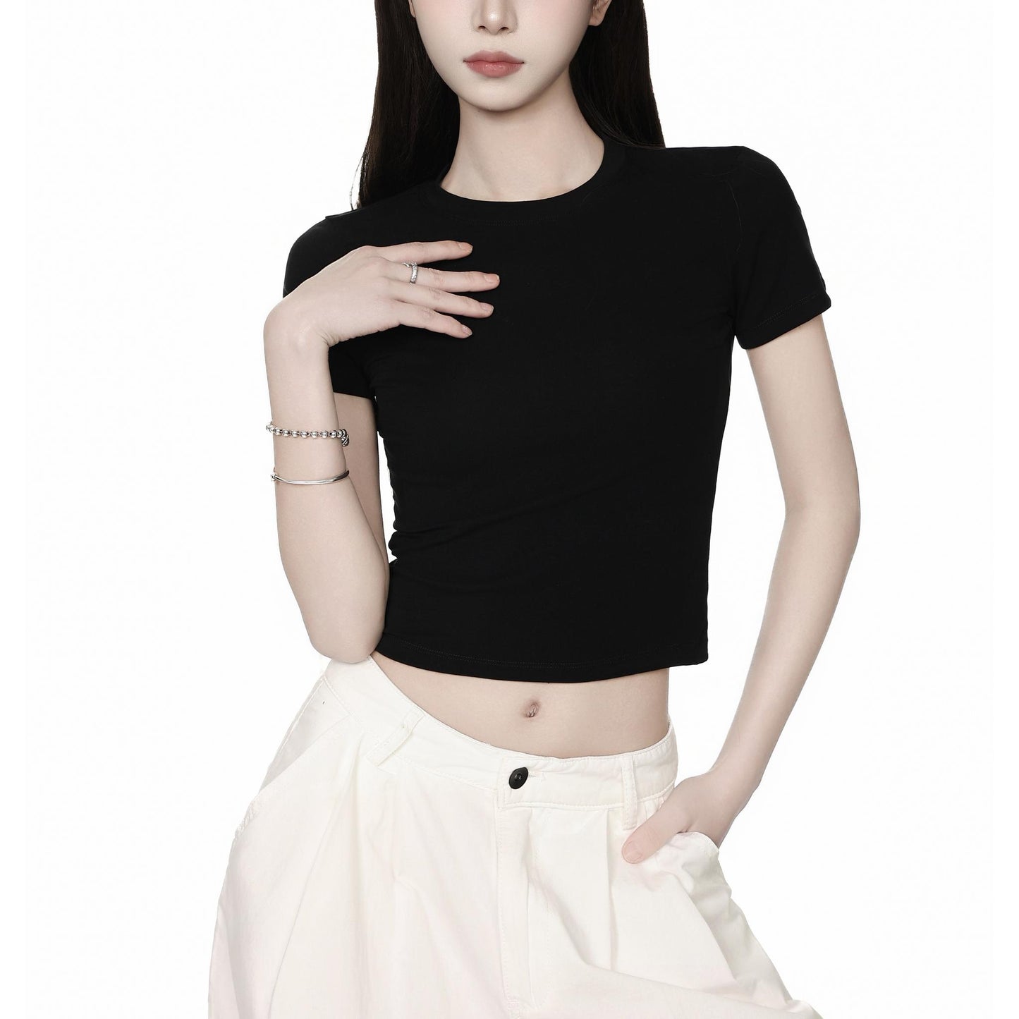 Basic Slim Fit Crop T-Shirt