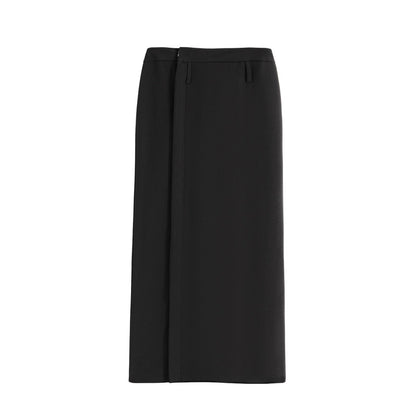 Belted Zip-Slit Maxi Skirt