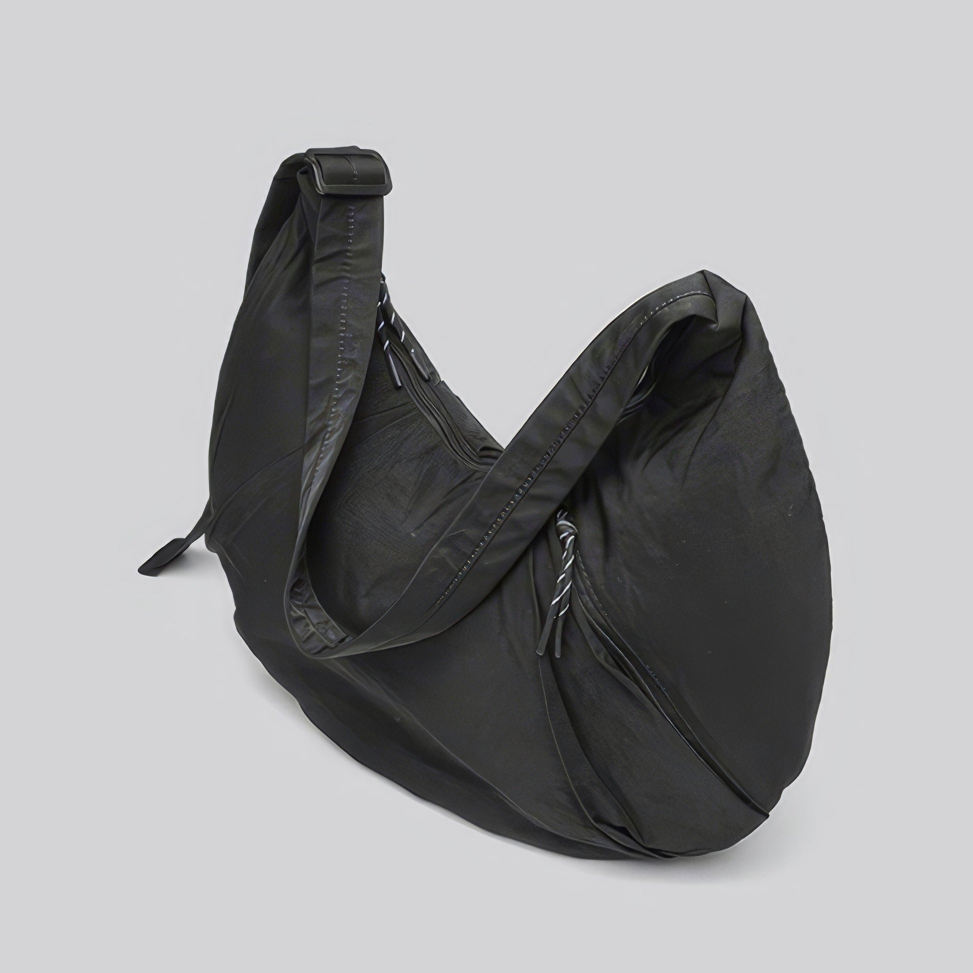 Draped Nylon Crescent Shoulder Bag
