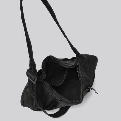 Draped Nylon Crescent Shoulder Bag