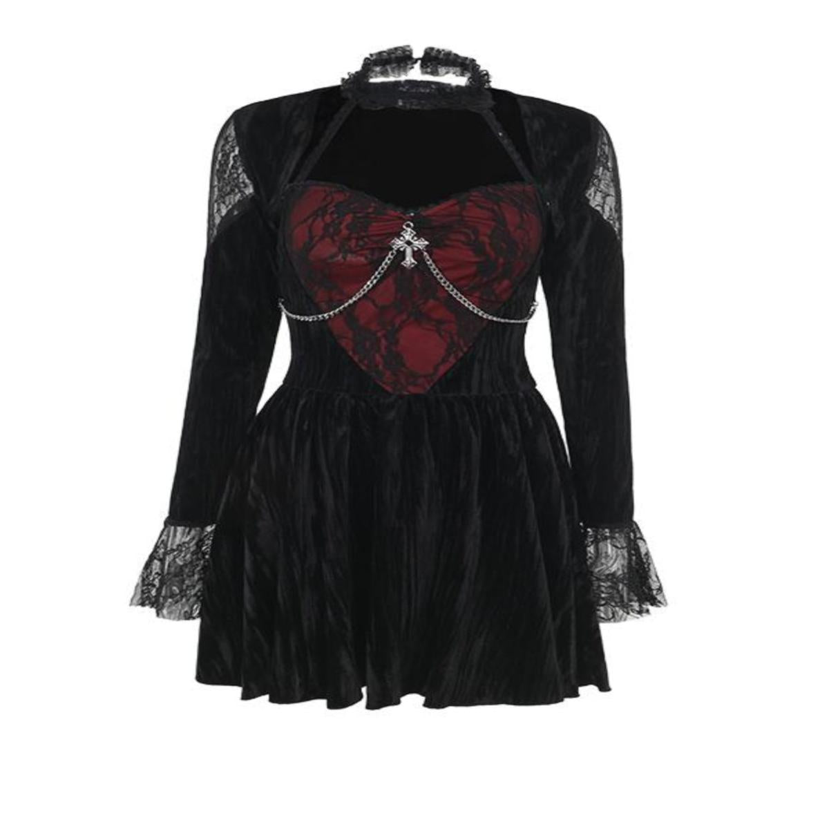 Velvet Lace Corset Mini Dress