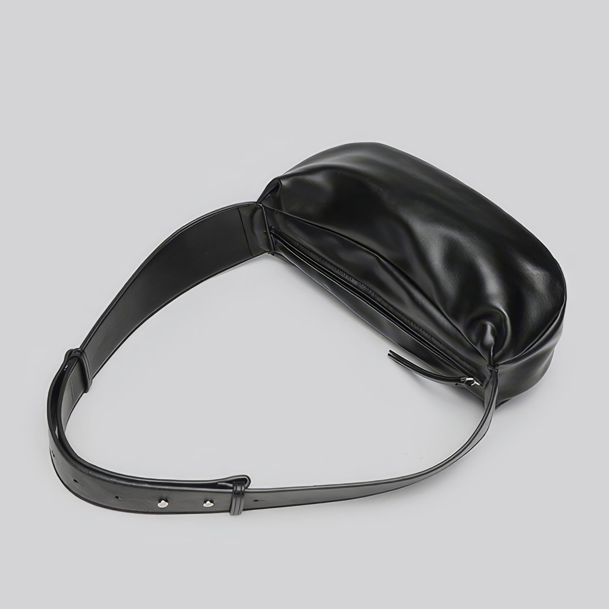 Smooth Faux Leather Crescent Shoulder Bag