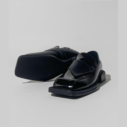 Geometric Square-Toe Loafers