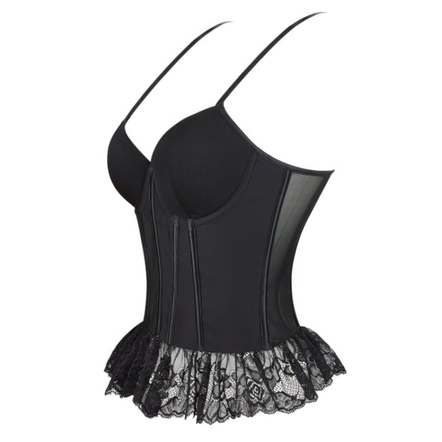 Mesh Lace Peplum Bustier Top