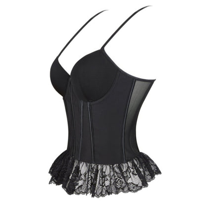 Mesh Lace Peplum Bustier Top