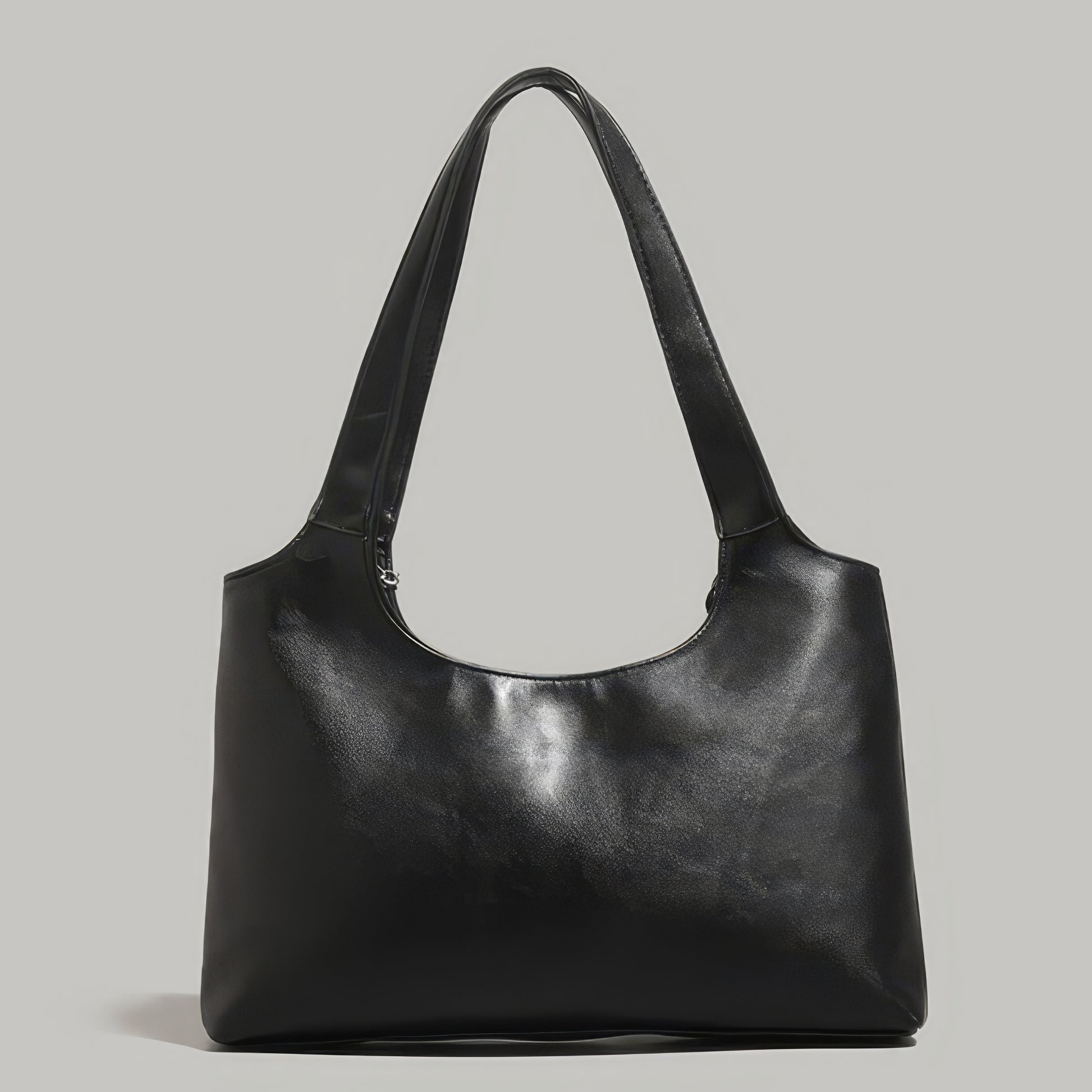 Chain Accent Buckle Pocket Faux Leather Shoulder Bag