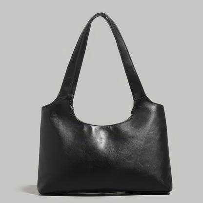 Chain Accent Buckle Pocket Faux Leather Shoulder Bag