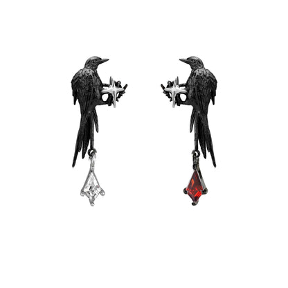 Black Bird Crystal Drop Earrings