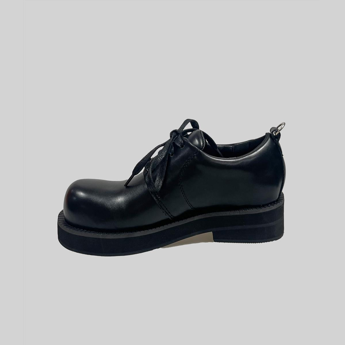 Black Metal Detail Chunky Derby Shoes