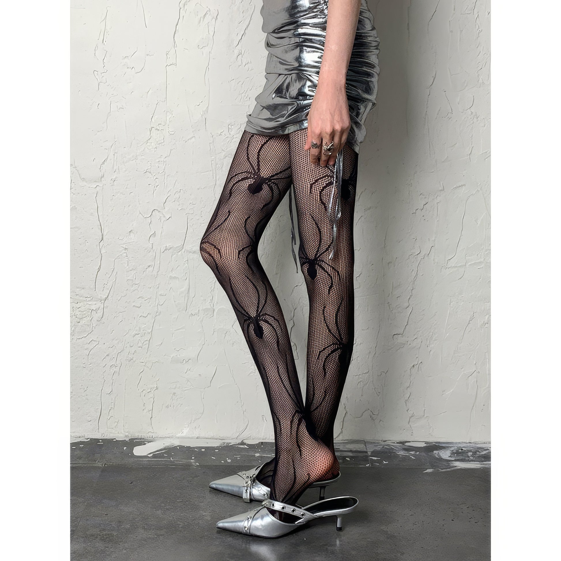 Spider Web Pattern Mesh Tights
