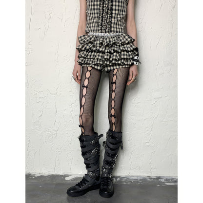 Cutout Circle Mesh Pattern Tights