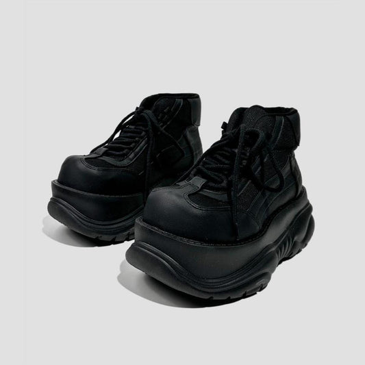 Black Chunky Platform High-Top Sneakers