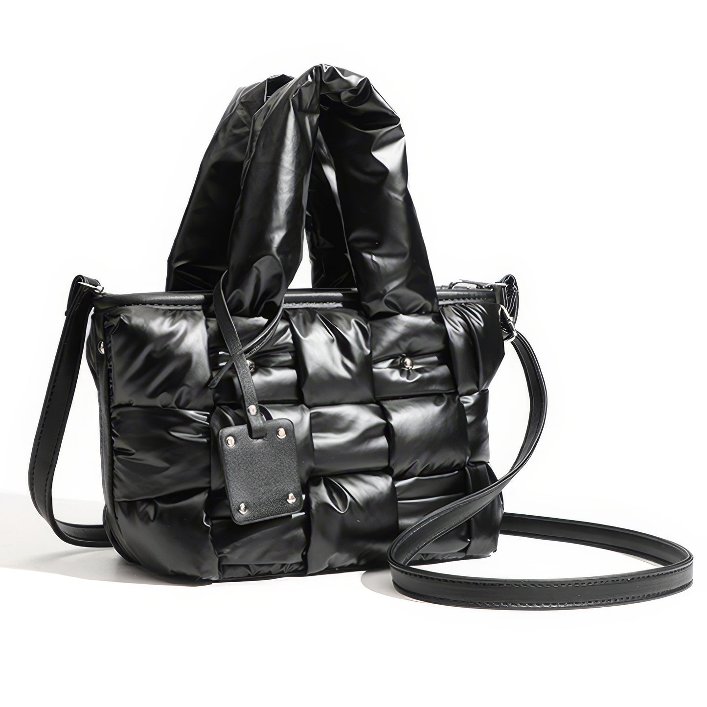 Padded Glossy Quilted Tote Bag