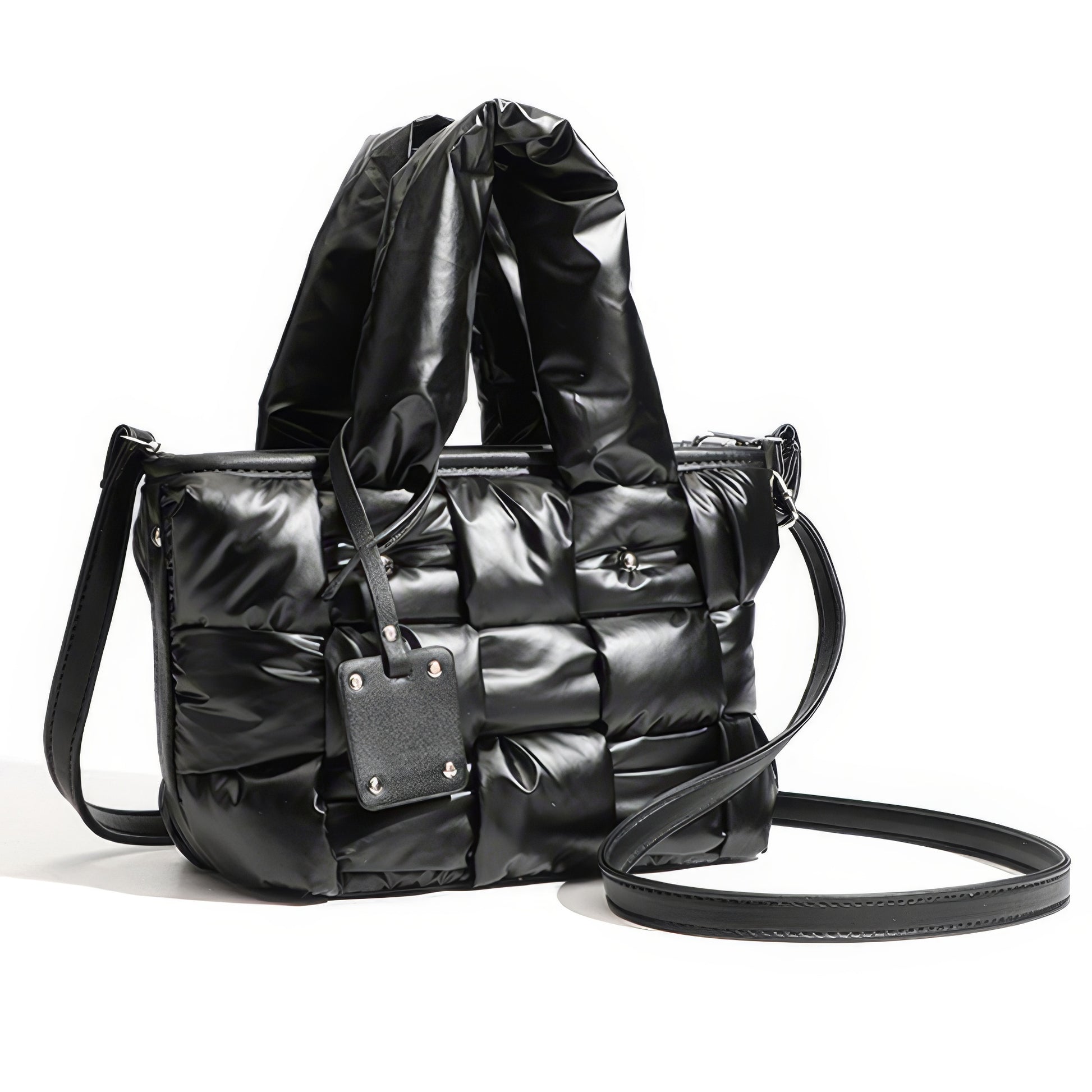 Padded Glossy Quilted Tote Bag