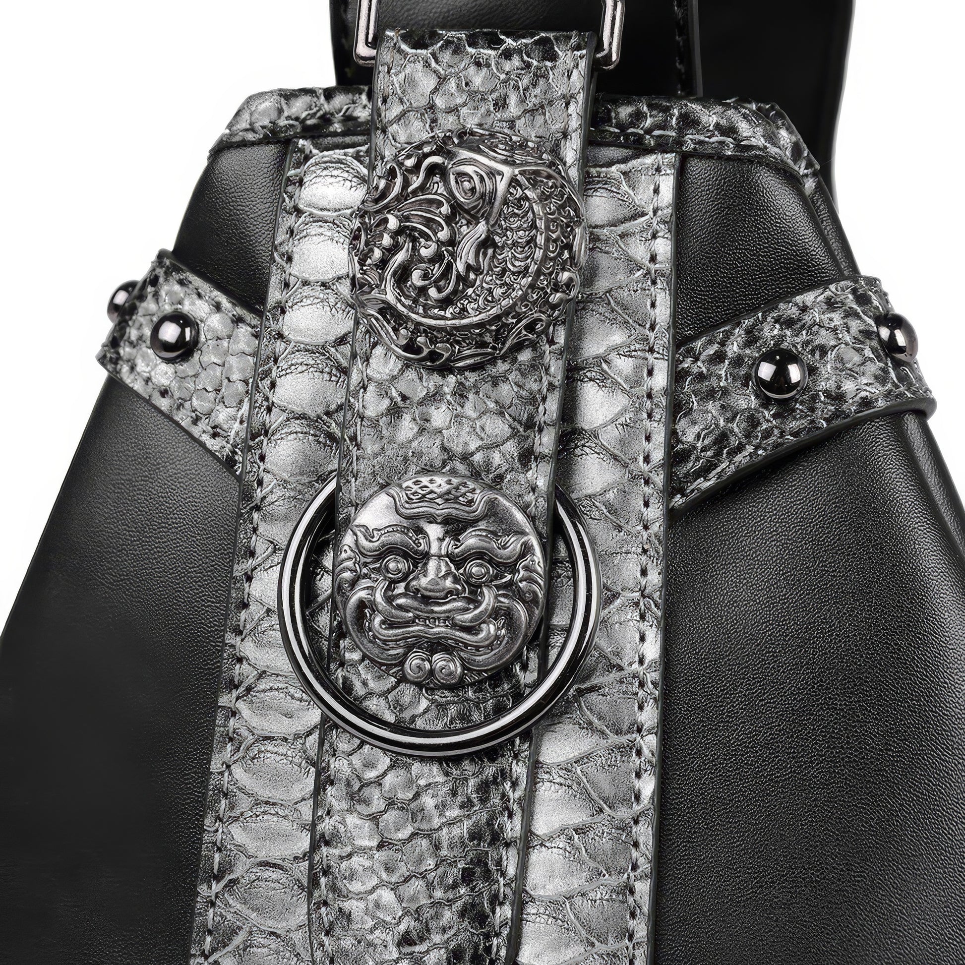 Snake Trim Buckle Detail Black Sling Bag