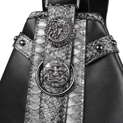 Snake Trim Buckle Detail Black Sling Bag