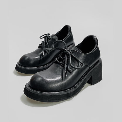 Black Minimalist Chunky Heel Shoes