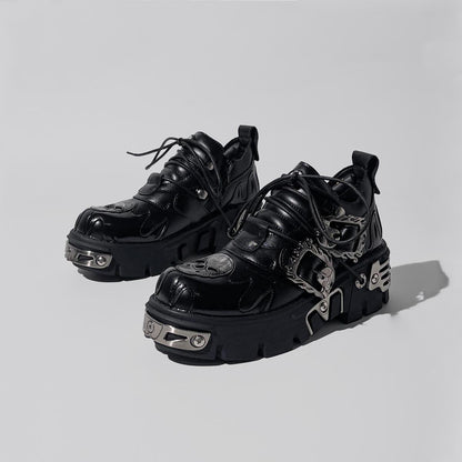 Black Cyberpunk Metal Platform Shoes