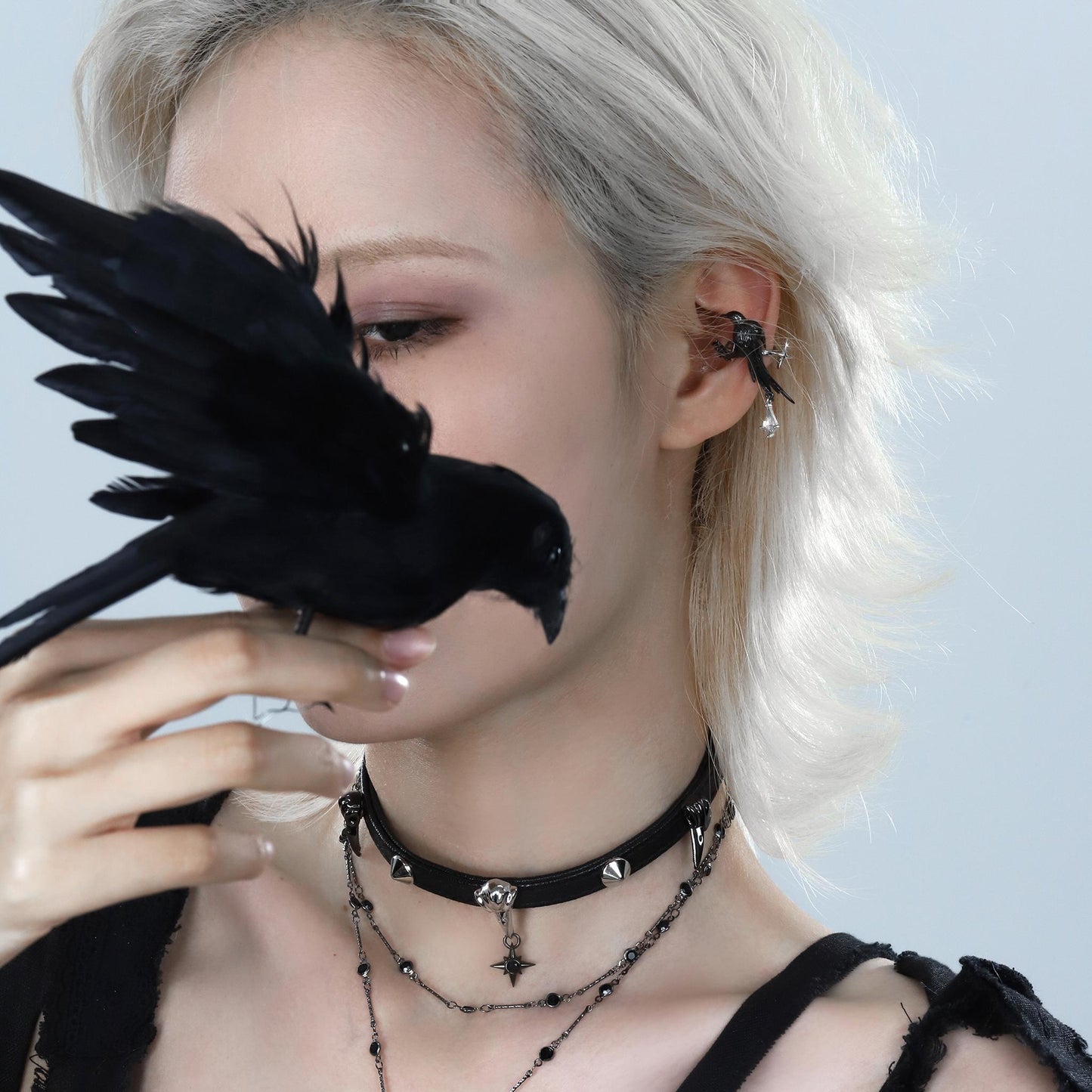 Black Bird Branch Drop Earrings