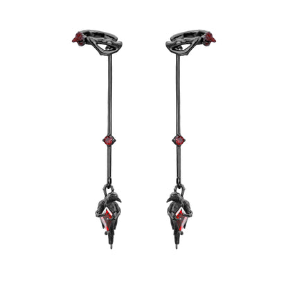 Rose Drop Raven Stick Earrings