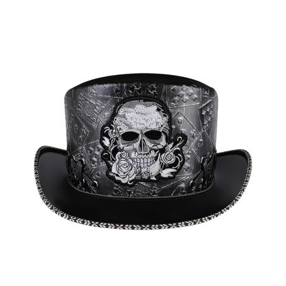 Embossed Card Pattern Lace-Up Top Hat