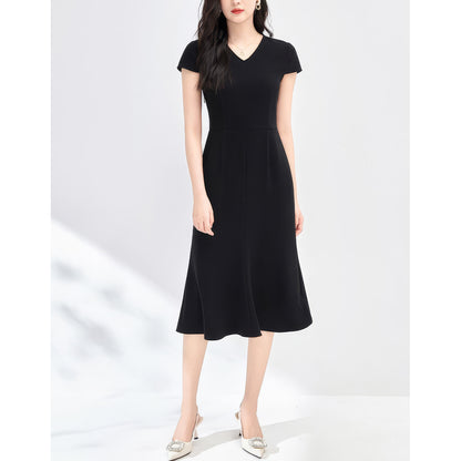 Flared V-Neck Midi Dress