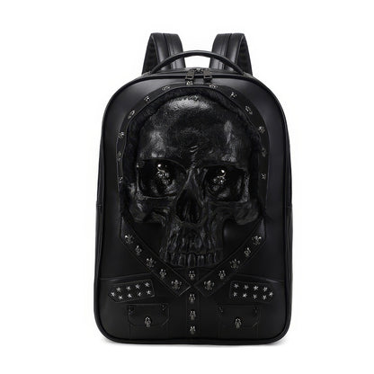 Grunge Painted Skull Faux Leather Backpack