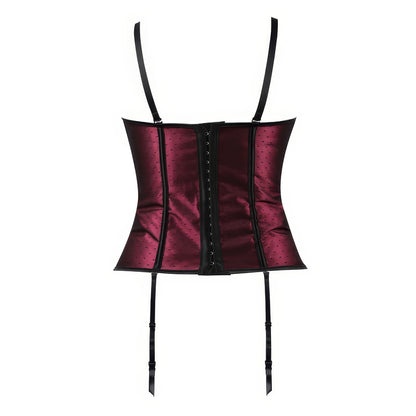 Burgundy Satin Lace-Up Corset Top