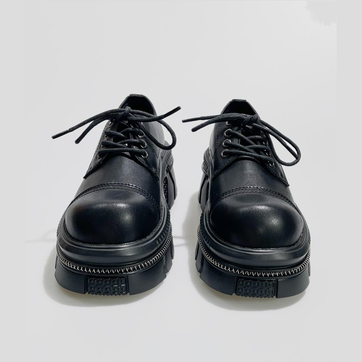 Black Chunky Metal-Accent Oxfords