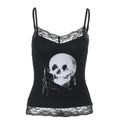 Lace Skull Print Cami Top