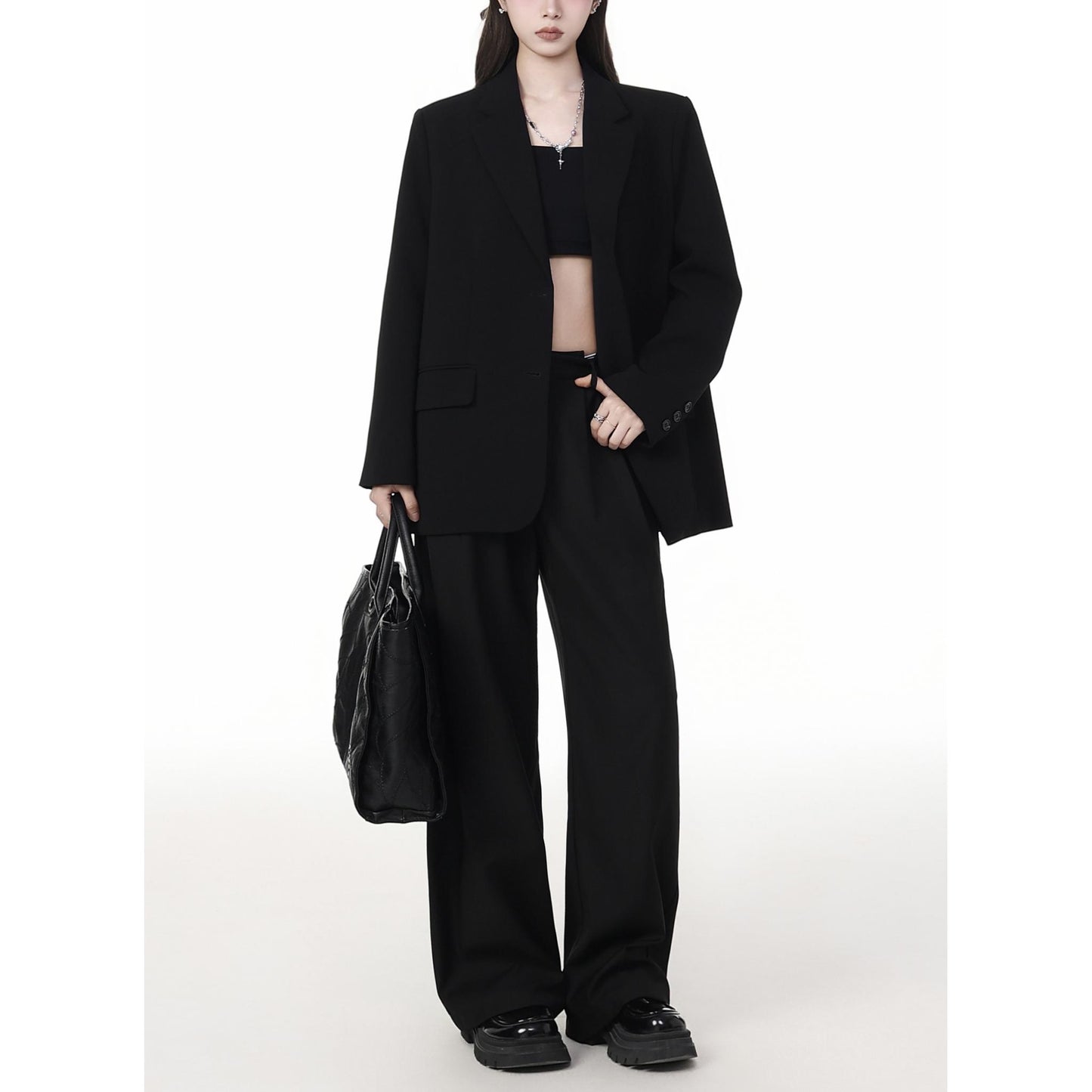Classic One-Button Tailored Blazer