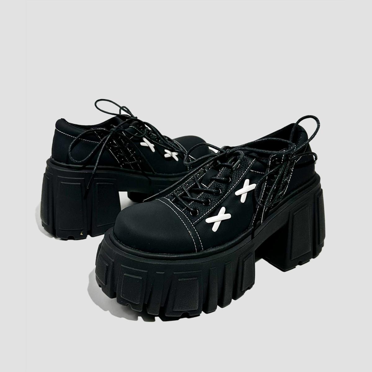 Black Stitch Detail Platform Shoes