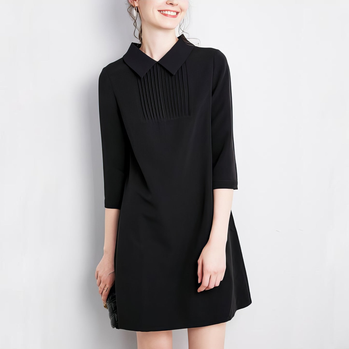 Pleated Collar A-Line Mini Dress