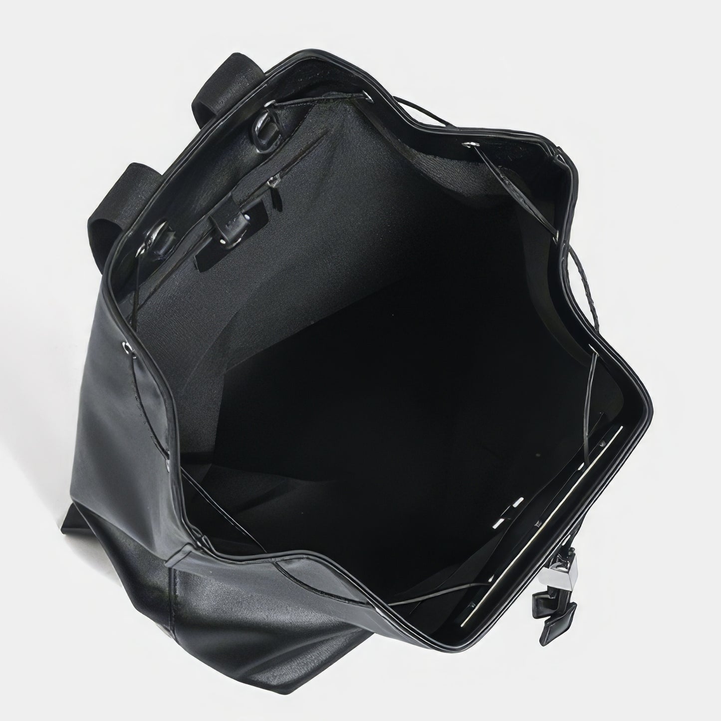 Structured Drawstring Leather Backpack