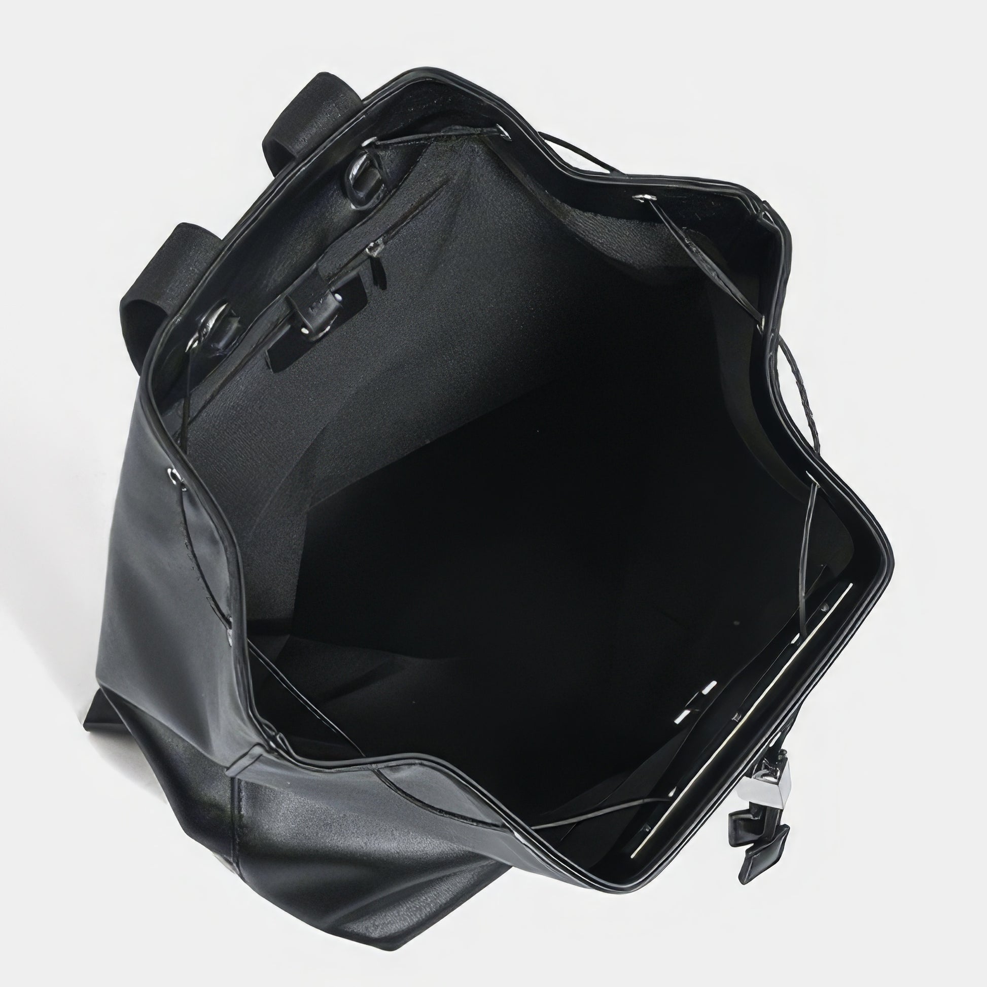 Structured Drawstring Leather Backpack