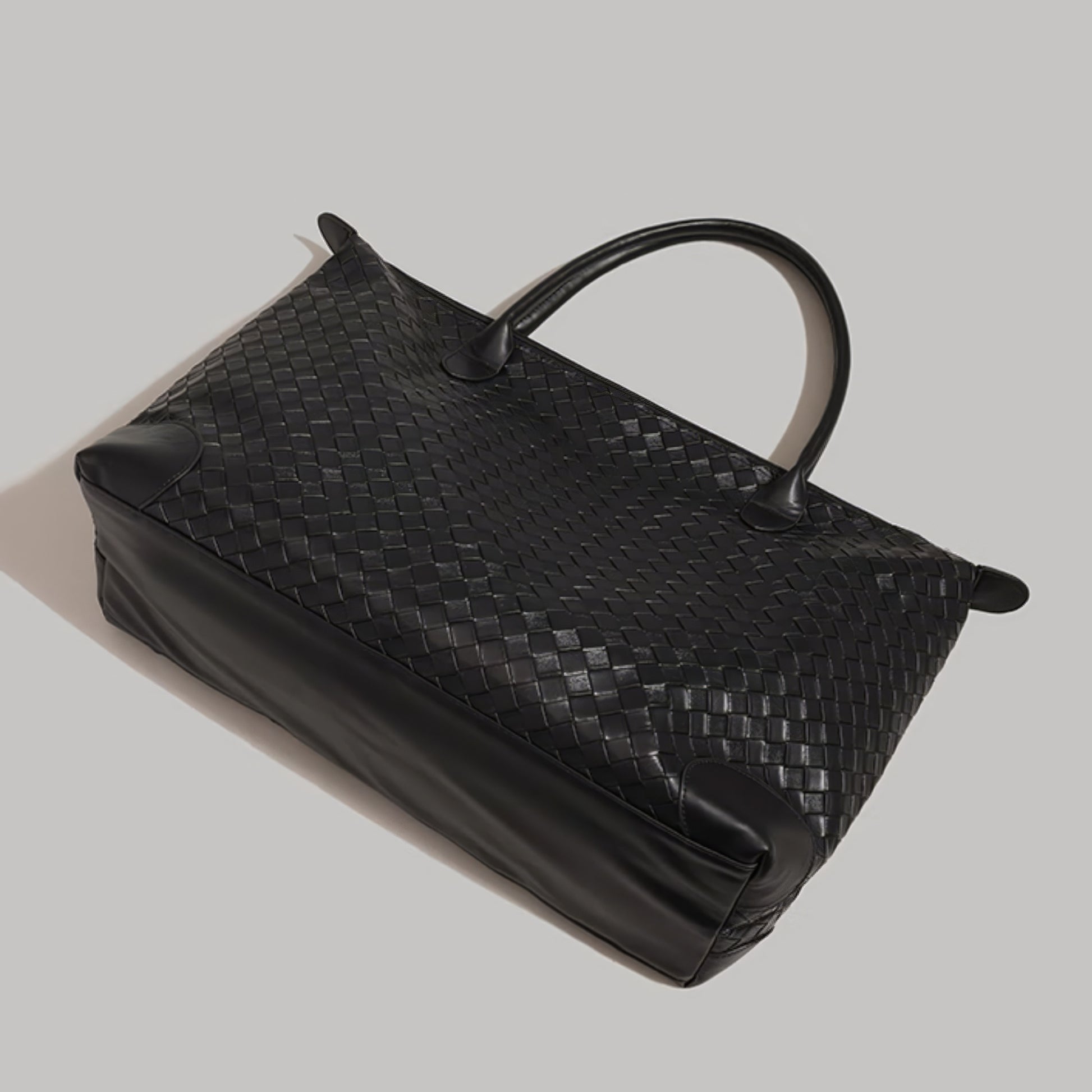 Woven Faux Leather Oversized Tote Bag