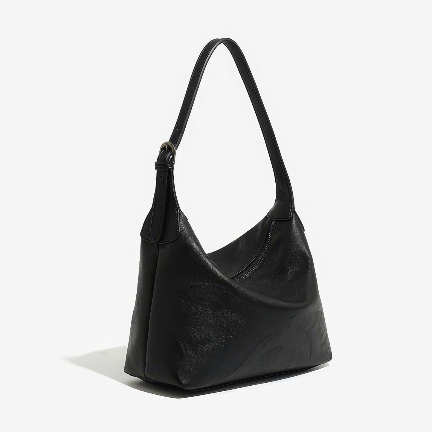 Curved Minimal Faux Leather Shoulder Bag