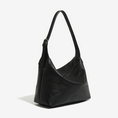 Curved Minimal Faux Leather Shoulder Bag