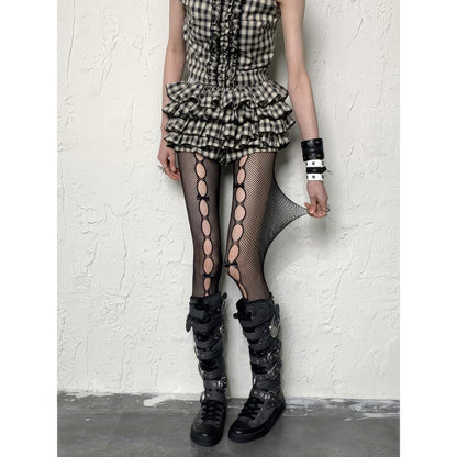 Cutout Circle Mesh Pattern Tights