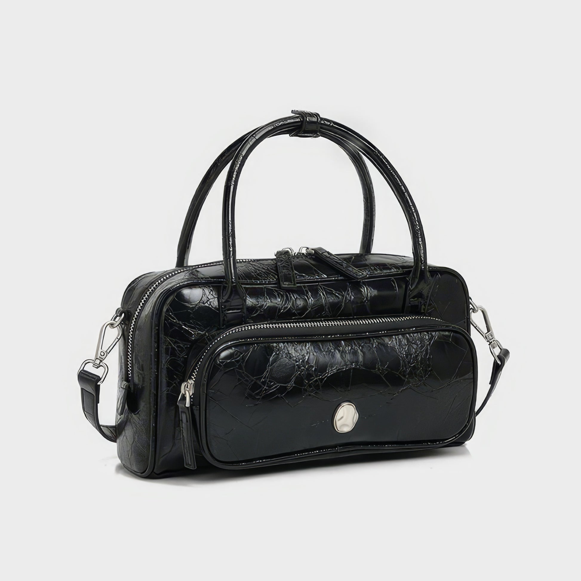 Crinkled Glossy Rectangle Handbag