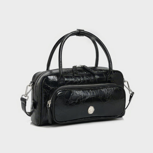 Crinkled Glossy Rectangle Handbag