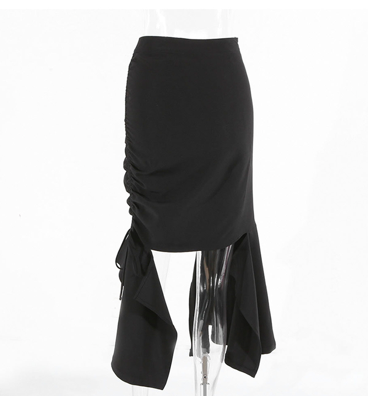 Ruched High-Slit Maxi Skirt